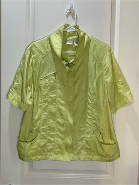 Chico's Zenergy Light Lime Green Short-Sleeve Full Zip Utility Jacket XL/16